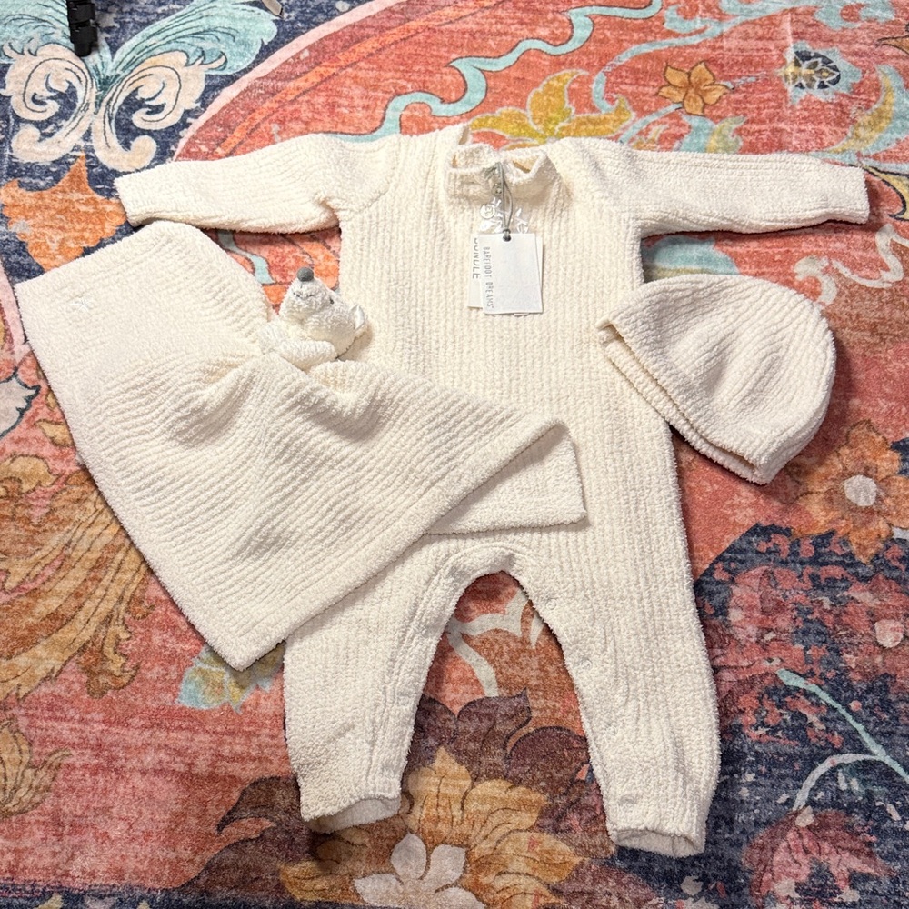 Barefoot Dreams Ivory Kids One Piece Footie Set